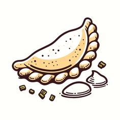 a drawing of a banana sitting on the ground next to some pieces of chocolate chips