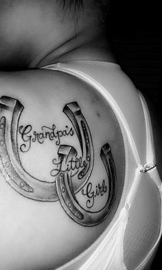 Sweet Western Tats, Memoir Tattoo, Horses Names, Shoe Tattoo, Horseshoe Tattoo, Phoenix Tattoo Feminine, Jewelry Tattoos, Shoulder Tats