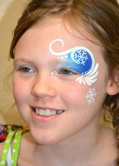 Christmas Face Painting Ideas, Frozen Face Painting, Frozen Face Paint Easy, Simple Frozen Face Paint, Anna Face Paint Frozen, Frozen Face Painting Ideas, Frozen Face Painting Easy, Frozen Face Makeup, Winter Wonderland Face Paint