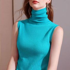 Great Shopping Women Turtle Polo Neck T-shirt Sleeveless Jumper Slim Bodycon Vest Tank Top, Womens Sweaters Ärmelloser Pullover, Winter Turtleneck, Casual Turtleneck, High Neck Jumper, Winter Pullover, Ladies Turtleneck Sweaters, Sleeveless Pullover, Women Rising, Knitting Women Sweater