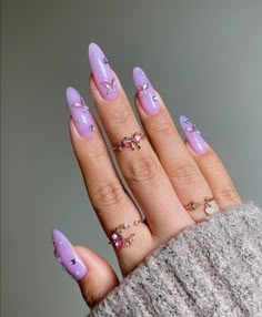 Cute Nails Designs, Light Purple Nails, Coquette Nails, Uñas Ideas, Wow Nails, Purple Nail, Funky Nails, Fancy Nails, Purple Nails