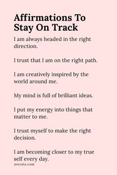 an affirmations to stay on track poem