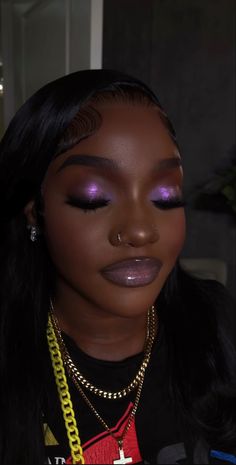 Purple Makeup Looks For Black Women, Mua Aesthetic, Beat Face Makeup, Exotic Makeup, Purple Makeup Looks, Flawless Face Makeup, Birthday Makeup Looks, Under Eye Makeup, Prom Makeup Looks