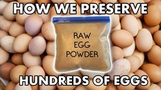 a bag of raw eggs with the words how we preserver on it in front of them