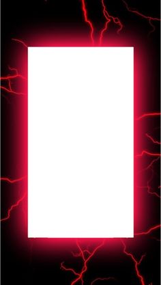 a white square with red lightning in the background