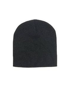 Adult Knit Beanie - BLACK - OS | Yupoong Adult Knit Beanie Hat in Black KC Fitted Black Knitted Beanie, Fitted Knitted Black Beanie, Black Knitted Cap, Black One Size Beanie, Black Fitted Beanie Hat, Black Knitted Hat One Size Fits Most, Black Winter Beanie One Size, Black Knitted Beanie Cap, Black Knitted Hat, One Size Fits Most