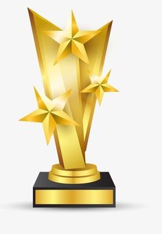 a golden trophy with three stars on it