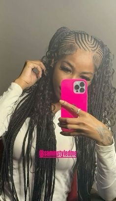 Free Style Fulani Braids, Exotic Braids Hairstyles, Exotic Hairstyles Braids, Unique Hairstyles Braids, Two Braided Up Ponytails, Hair Braided To The Side, Braid To The Scalp Hairstyles, Side Braids Black Women, Protective Hairstyles Braids Ideas