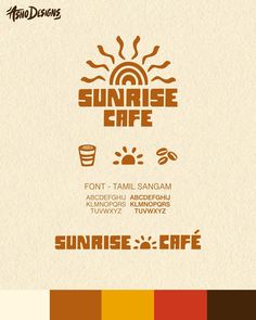 the sunrise cafe logo is shown with different colors