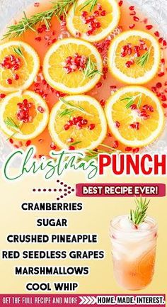 christmas punch recipe with oranges and cranberries