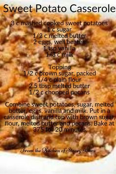 sweet potato casserole recipe with instructions