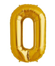 a gold balloon shaped like the letter o