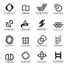 the logos for different companies are shown in black and white, as well as an image of