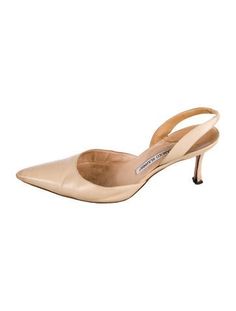 Manolo Blahnik Leather Slingback PumpsNeutralsPointed-ToesElasticized StrapsFit: This style typically runs narrow and a half size small.Unfortunately, due to restrictions, this item may not be eligible for shipping in all areas. Beige Slingback Pumps For Formal Occasions, Beige Fitted Slingback Pumps For Formal Occasions, Fitted Beige Slingback Pumps For Formal Occasions, Slingback Pump, Manolo Blahnik, Pump Shoes, Pumps, Women Shoes, Leather