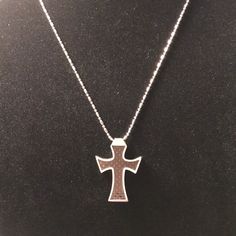 New In Gift Box ~ 24 Inch Chain ~ 1 3/4 Inch Cross W Carbon Fiber Inlay Gift Black Cross Necklace With Chain, Black Cross Necklace With Chain As Gift, Byzantine Necklace, Rhinestone Statement Necklace, Chunky Bead Necklaces, Vintage Choker, Rainbow Moonstone Pendant, Drop Pendant Necklace, White Pearl Necklace