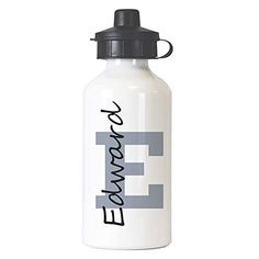 a white water bottle with the word flow on it and an eff logo in black