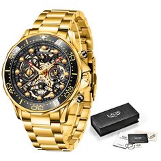 Color: Gold black Cold Water Shower, Mens Sport Watches, Viking Bracelet, Mens Fashion Watches, Viking Necklace, Gold Watch Men, Watch For Men, Viking Jewelry, Gold Case