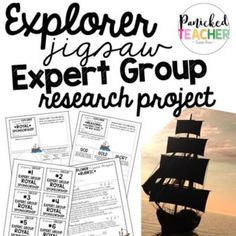 the explorer jiggaw expert group research project is shown with an image of a pirate ship