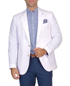 in stock Classic Pink Summer Blazer, White Spring Sport Coat With Button Closure, Classic Pink Cotton Outerwear, Casual Pink Outerwear For Business, White Sport Coat With Pockets For Spring, White Sport Coat For Spring, White Notch Lapel Sport Coat For Spring, White Business Sport Coat For Spring, White Cotton Sport Coat For Spring