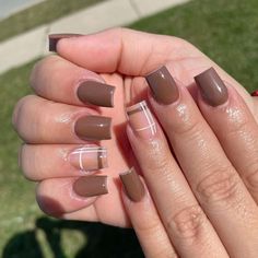 Brown Acrylic Nails, Brown Nail, Simple Fall Nails, Fall Acrylic Nails, Short Square Acrylic Nails, Acrylic Nails Coffin Short