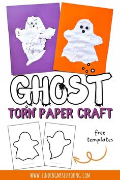 ghost torn paper craft for kids to make