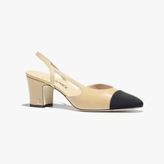 Pumps & Slingbacks - Shoes - CHANEL Chanel Low Heels, Chanel Slingback Heels, Slingback Chanel, Chanel Cap, Chanel Pumps, Chanel Heels, Chanel Slingback, Pretty Heels, Moda Chanel