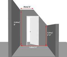 an open door is shown with measurements for the size and width in front of it