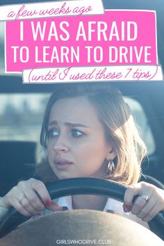 A few weeks ago I was afraid to learn to drive until I used these 7 tips... woman with driving anxiety holding the steering wheel Getting My License, Learn To Drive Vision Board, Learning How To Drive, Fear Of Driving, Driving Motivation, Get My License, Learn To Drive A Car