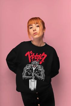 Guts Full Armor Anime Unisex Sweatshirt for Anime and Manga - Etsy Black Anime Print Crew Neck Sweatshirt, Anime Cotton Sweatshirt With Crew Neck, Punk Graphic Print Crew Neck Sweatshirt, Band Merch Crew Neck Sweatshirt With Character Print, Punk Sweatshirt With Letter Print And Crew Neck, Anime Print Crew Neck Sweatshirt For Streetwear, Anime And Manga, Sew-in Labels, Unisex Sweatshirt