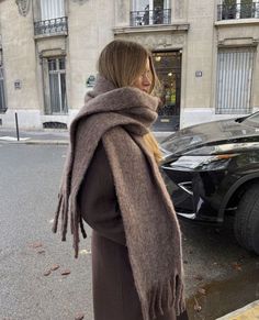 Scarf Aesthetic, Mantel Outfit, Big Wool, Blanket Scarves, Big Scarf, Chunky Scarf, Christmas Blanket, Scarf Outfit, Autumn Fits