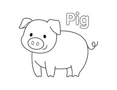 Pig Coloring Page from LittleBeeFamily.com Coloring Pages For Infants, Free Pig Template, Pig Pictures Drawing, Farm Coloring Pages Preschool, Animals To Color Free Printable, Farm Animals Template, Pig Worksheets Preschool, Farm Animal Pictures Free Printable