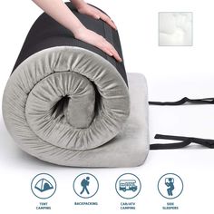 an image of a woman laying on top of a travel pillow