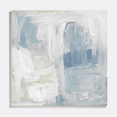 an abstract painting with white and blue colors