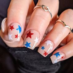 Patriotic Nails, American Nails, Usa Nails, Fourth Of July Nails, Stunning Nail Designs, Holiday Nail Designs, 4th Of July Nails, Summery Nails, July Nails