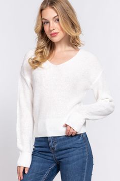 Imported S.M.L DOLMAN LONG SLEEVE V-NECK STRAPPY OPEN BACK SWEATER 90% Acrylic 10% Nylon Off White ACT Dolman Slv Strappy Open Back Sweater Item Measurements: SIZE:S Measurements: SIZE S Length:" Waist:" Bust:" Sweater Details, Open Back Sweater, Wholesale T Shirts, Buy Clothes Online, Where To Buy Clothes, Custom T Shirt Printing, Sleeved Sweater, Wholesale Shirts, Thrift Fashion