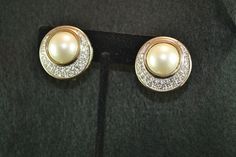 Vintage Faux Pearl and Rhinestone Panetta Clip On Earrings Classic Design Perfect for Birthday, Anniversary or Mothers Day Gift Elegant Formal Clip-on Earrings With Rhinestones, Anniversary Clip-on Costume Jewelry Earrings, Classic Clip-on Earrings For Vintage Events, Glamorous Clip-on Earrings For Formal Events, Glamorous Clip-on Earrings For Formal Occasions, Glamorous Clip-on Earrings For Formal, Classic Rhinestone Earrings For Anniversary, Formal Round Clip-on Costume Earrings, Classic Anniversary Earrings With Rhinestones