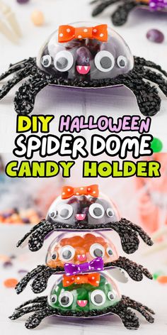 How to make a candy holder for Halloween Diy Halloween Spider, Diy Halloween Candy, Halloween Candy Holder, Cute Spider, Halloween Eyeballs, The Wiggles, Campfire Cooking, Candy Holder, Party Scene