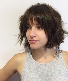 Brunette Bob With Bangs, Short Bobs With Bangs, Short Haircut, Brunette Bob, Bob Haircut With Bangs, Choppy Bob Hairstyles, Layered Bob Hairstyles, Very Short Hair, Short Hair With Bangs