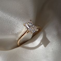 Solitaire Ring with 2.0 CT Radiant Moissanite - violetjewels Cathedral Setting Engagement Ring, Radiant Moissanite, Radiant Ring, Cathedral Engagement Rings, Radiant Engagement Rings, Cute Engagement Rings, Dream Engagement Rings, Bridal Bands, Engagement Ring Cuts