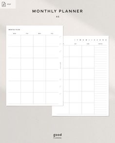 Undated Monthly Planner | Month At a Glance | Month on Two Pages | MO2P Layout Template plannersp... moneyplanner #plannerpdf