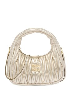 Miu Miu Miu Wander Matelassé Mini Hobo Bag - Farfetch Miu Miu Wander, Fashion Shop Interior, Rose Bag, Gold Bag, Strap Top, Strap Tops