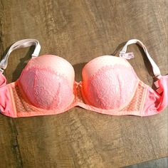 New With Tags Victoria's Secret Dream Angels Demi Bra. It's A Very Vibrant Peach/Coral Color. Size 38c Spring Pink Padded Bra, Victoria's Secret Pink Bra For Spring, Pink Underwire Stretch Bra, Victoria's Secret Pink Bra With Built-in Bra, Pink Push-up Bra With Lace Trim, Pink Push-up Bra With Built-in Support, Spring Pink Bra With Lace Trim, Victoria's Secret Pink Bra, Pink Push-up Bra