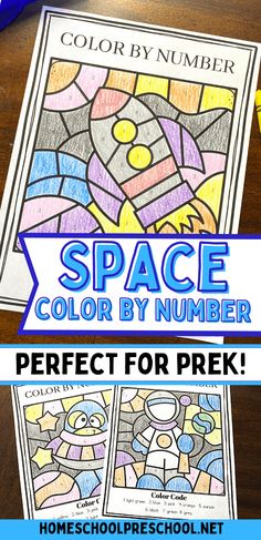 the space color by number is perfect for prek