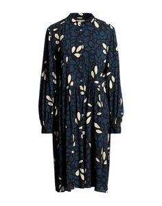 plain weave, no appliqués, floral design, mandarin collar, long sleeves, unlined, button closing, multipockets, shirt dress , Color: Midnight blue , Size: 10 Mandarin Collar, Midnight Blue, Floral Design, Shirt Dress, Midi Dress, Size 10, Blue, Design, Tela