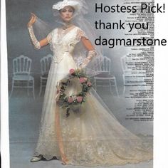 a woman in a wedding dress with a veil and flowers on her head is featured in the paper