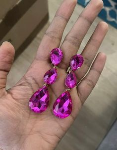 Color : Fuchsia * Size : 0.75" X 3" * Clip On * Teardrop Glass Crystal Drop Evening Clip On Earrings Long clip on pink earring Dark pink earrings Dark Pink Earrings, Crystal Teardrop Earrings, Gold Rhinestone, Pink Earrings, Crystal Drop, Glass Crystal, Teardrop Earrings, Long Earrings, Pink Gold