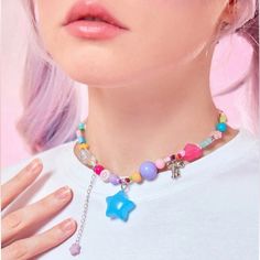 Brand New!! So Adorable Sizing/Length Shown In Last Photo Bundle And Save, Offers Always Welcome Decora Necklace, Hot Topic Jewelry, Flower Choker, Colorful Jewelry, New Star, So Adorable, Dangle Charms, Jewelry Inspo, Beaded Dangles