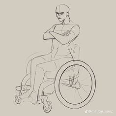 a drawing of a person sitting in a wheel chair