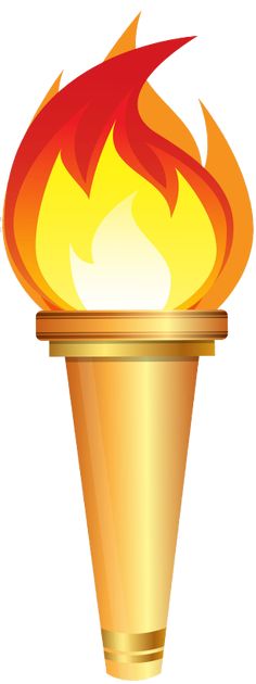 a burning cup with red and yellow flames on the top, as if it were an olympic torch