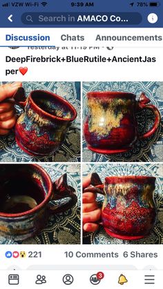 a facebook post with pictures of coffee mugs